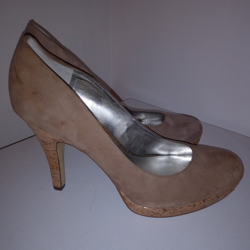 Alfani Maddy Platform Tan with Cork Heels